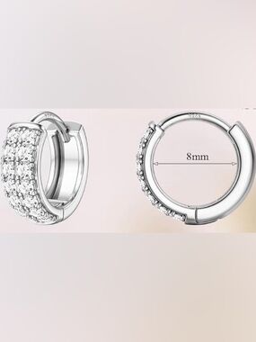 #5 Sterling Silver Pavé Huggie Hoop Earrings